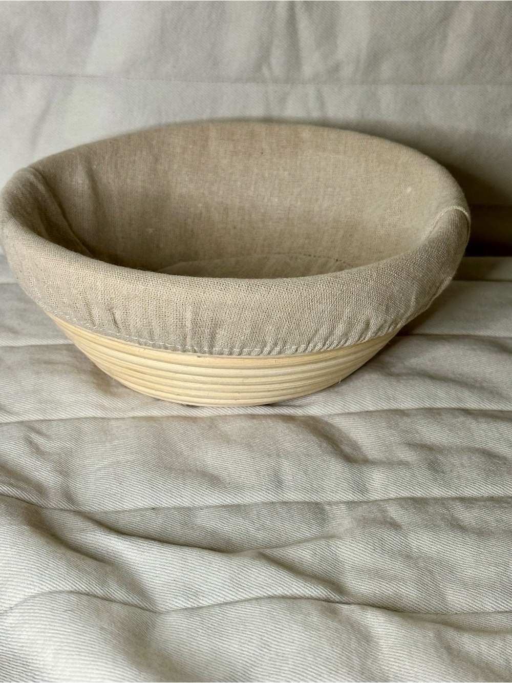 Linen-Lined Round Proofing Basket - Neutral Beige